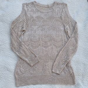 Spence Beige Patterned Knit Sweater Sz M